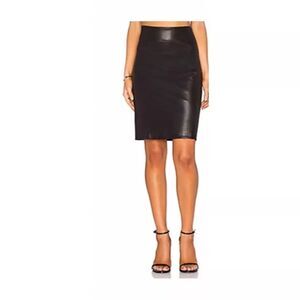 GBTSO Lambskin Leather Pencil Skirt Designer Skirt Black Sz XS $580